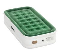Outsunny Inflatable Mattress, Single Air Bed with Built-in Electric Pump, 3 Mins Inflation, Flocked Surface, Dark Green