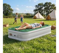 Outsunny Inflatable Mattress, Single Air Bed With Built-In Pump, Dark Green