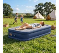 Outsunny Inflatable Mattress, Single Air Bed With Built-In Pump, Grey In Navy Navy