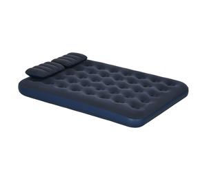 Outsunny Inflatable Slumber: Queen-Size Air Bed with Built-In Pump, Comfy Sleeping Solution, Azure Blue Aosom UK
