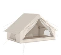 Outsunny Inflatable Tent Waterproof for Camping Blow Up Tent with Pump Carry Bag for 2-4 Person, Beige