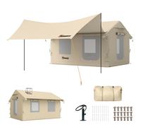 Outsunny Inflatable Tents Waterproof Glamping Tent with Stove Jack for 6-8 Person