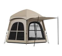 Outsunny Instant Camping Pop Up Tent 3000Mm Waterproof For 3-4 Person Khaki Khaki