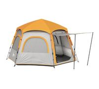 Outsunny Instant Camping Tent - 4 Person Easy Setup Dome Tent - Dark Grey/Light Grey/Yellow - Light Grey | TJ Hughes