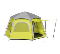 Outsunny Instant Camping Tent - 4 Person Easy Setup Dome Tent - Dark Grey/Light Grey/Yellow - Yellow | TJ Hughes Grey
