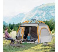 Outsunny Instant Camping Tent, 4 Person Easy Setup Dome Tent, Light Grey