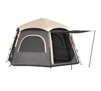 Outsunny Instant Pop Up Camping Tent, 2/3/4 Person Easy Setup Dome Family Tent with Rainfly, Vestibule, 2 Doors & 4 Mesh Windows, Hexagonal Design, Waterproof & UV Protected, Dark Grey