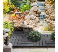 Outsunny Interlocking Decking Tiles, Interlocking Patio Paving Slabs, Grey