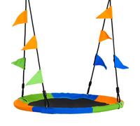 Outsunny Kid Nest Swing Seat Saucer Tree Swing 40 Inch/100cm Adjustable Rope Outdoor Indoor for Kids Over 3 Years Old Multi-Colour Multicolour