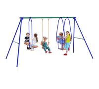 Outsunny Kid Swing Set, 3 in 1 Garden Metal Set for Outdoor with Single Swing, Glider, Rocking Chair Swing, for Toddlers 3+Years, Orange Multicolour