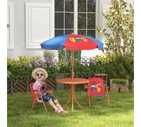 Outsunny Kids Bistro Table And Chair Set W/ Cowboy Theme, Adjustable Parasol