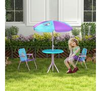 Outsunny Kids Bistro Table and Chair Set w/ Fairy Theme, Adjustable Parasol