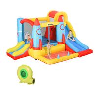 Outsunny Kids Bounce Castle House - 3 in 1 Water Slide and Pool with Inflator - Rocket Design with Carrybag | TJ Hughes