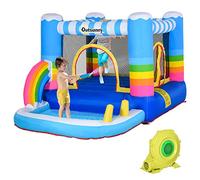 Outsunny Kids Bounce Castle Inflatable House with Trampoline Pool Climbing Wall with Inflator Carrybag, 2.8 x 1.7 x 1.55m