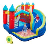 Outsunny Kids Bouncy Castle, 4 In 1 Large Inflatable Bounce House w/Trampoline, Slide, Water Pool, Ball Pit, Climbing Wall, Includes Blower, Bag, Ages 3-8 Years, 2.9 x 2.7 x 2.3 m