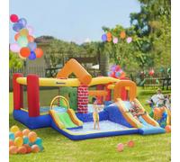 Outsunny Kids Bounce Castle Double Slides & Trampoline Design With Inflator, Multi