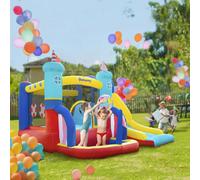 Outsunny Kids Bouncy Castle with Slide Pool Trampoline Climbing Wall w/ Blower