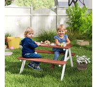 Outsunny Kids Picnic Table, Wooden Table And Bench Set For 3-8 Years, Brown