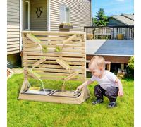 Outsunny Kids Running Water Playset W/ Sink Toys, Water Carts, Tracks In Brown
