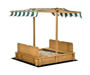 Outsunny Kids Square Wooden Sandpit Cabana Sandbox Outdoor Playset