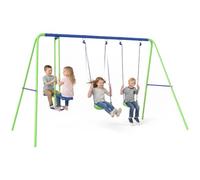 Outsunny Kids Swing Set, Metal Heavy Duty A-Frame 2 Seats Glider Green