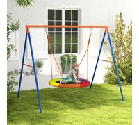 OUTSUNNY Kids Swing Set, Nest Swing Seat with A-Frame Structure for Outdoor Use Outsunny Multicolor