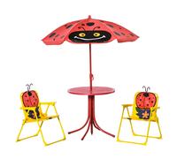 Outsunny Kids Table and Chair Set Outdoor Folding Garden Furniture Picnic Table for Patio Backyard with Removable & Height Adjustable Sun Umbrella