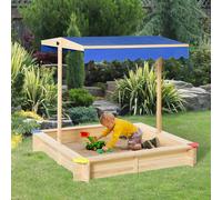 Outsunny Kids Wooden Cabana Sandbox Children Outdoor Playset w/ Bench Canopy