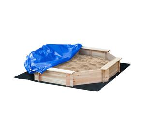 Outsunny Kids Wooden Octagon Sandbox, Outdoor Children Playset for Backyard, with polyester Cover for 3-8 years old, 139.5 x 139.5 x 21.5 cm