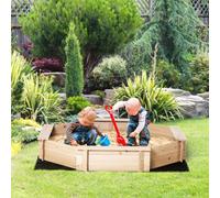 Outsunny Kids Wooden Sand Pit Children Sandbox With Cover Outdoor Playset