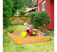 Outsunny Kids Wooden Sand Pit Sandbox w/ Seats, for Gardens, Playgrounds