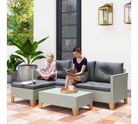 Outsunny L Shaped Garden Conversation Chaise Lounge Furniture, Charcoal Grey