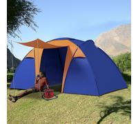 OUTSUNNY Large Camping Tent with 2 Bedroom, Living Area & Awning for 4-6 Person in Blue Outsunny Blue
