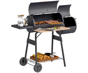 Outsunny Large Charcoal Barbecue Grill with Offset Smoker, Black