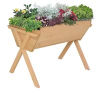 Outsunny Large Fir Wood Raised Plant Stand Oak Tone