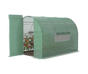Outsunny Large Polytunnel Walk In Greenhouse Mesh Windows Green (3 x 2 m)