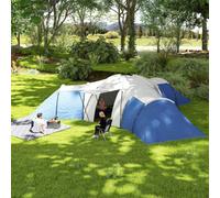 Outsunny Large Tunnel Tent with 3 Bedroom, Living Area and Porch, Blue, Blue
