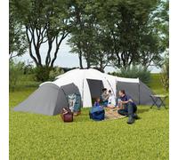 Large Tunnel Tent with 3 Bedroom, Living Area and Porch, Grey Outsunny Dark Grey King