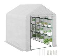 OUTSUNNY Walk-in Garden Greenhouse Shelves Polytunnel Steeple Grow House in White | Size: 1 Pack Outsunny White 1 Pack