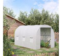 Outsunny Greenhouse Solid Frame Walk-In Garden Grow Large Insect Poly Tunnel In Off White Off White