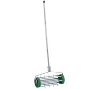 Outsunny Lawn Aerator Outdoor Grass Care Heavy Duty Garden Roller Handle In Green Green