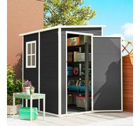 Outsunny Lean To Garden Shed, Plastic Tool Storage House W/ Lockable Door In Black