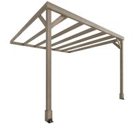 Outsunny Lean-To Wooden Pergola Kit, Decorative Garden Gazebo with Stable Structure and Concrete Anchors, 3 x 3 m, Light Brown