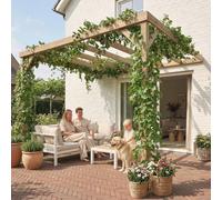 OUTSUNNY Lean-To Wooden Pergola Kit, Grape Trellis with Stable Structure in Brown | Size: 240 Outsunny Brown 240