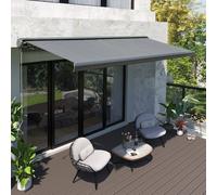 Outsunny Led Light Cassette Electric/manual Awning Window Sun Shade Grey In Light Grey Light Grey