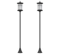 Outsunny LED Outdoor Solar Post Lights, Waterproof IP44, Cool White, 2 Pack, Black