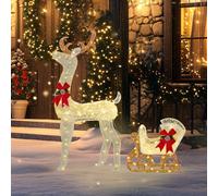 Outsunny Light Up Reindeer & Sleigh Christmas Decoration W/ 170 Led Lights