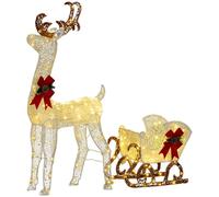 Outsunny Light Up Reindeer & Sleigh Christmas Decoration W/ 170 Led Lights