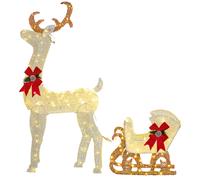 Outsunny Light Up Reindeer & Sleigh Christmas Decoration w/ 170 LED Lights | TJ Hughes