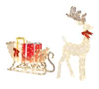 Outsunny Lighted Christmas Reindeer in Sleigh with Gift Boxes